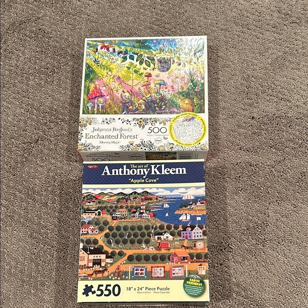Apple Cove Puzzle - 550 Pieces and enchanted forest puzzle 500 pieces set of 2
